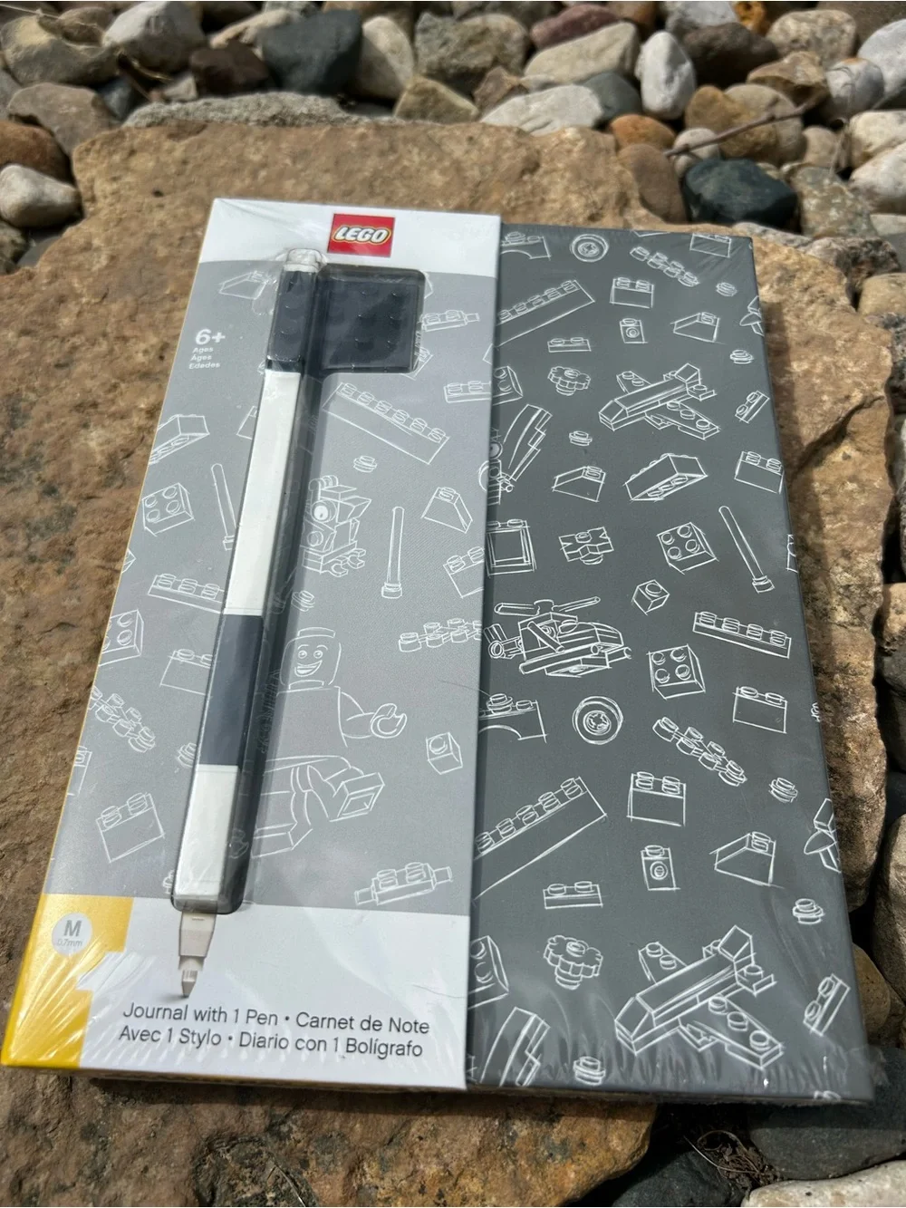 LEGO Gray and White Journal with Black Pen and Flat LEGO Plate New in packaging.